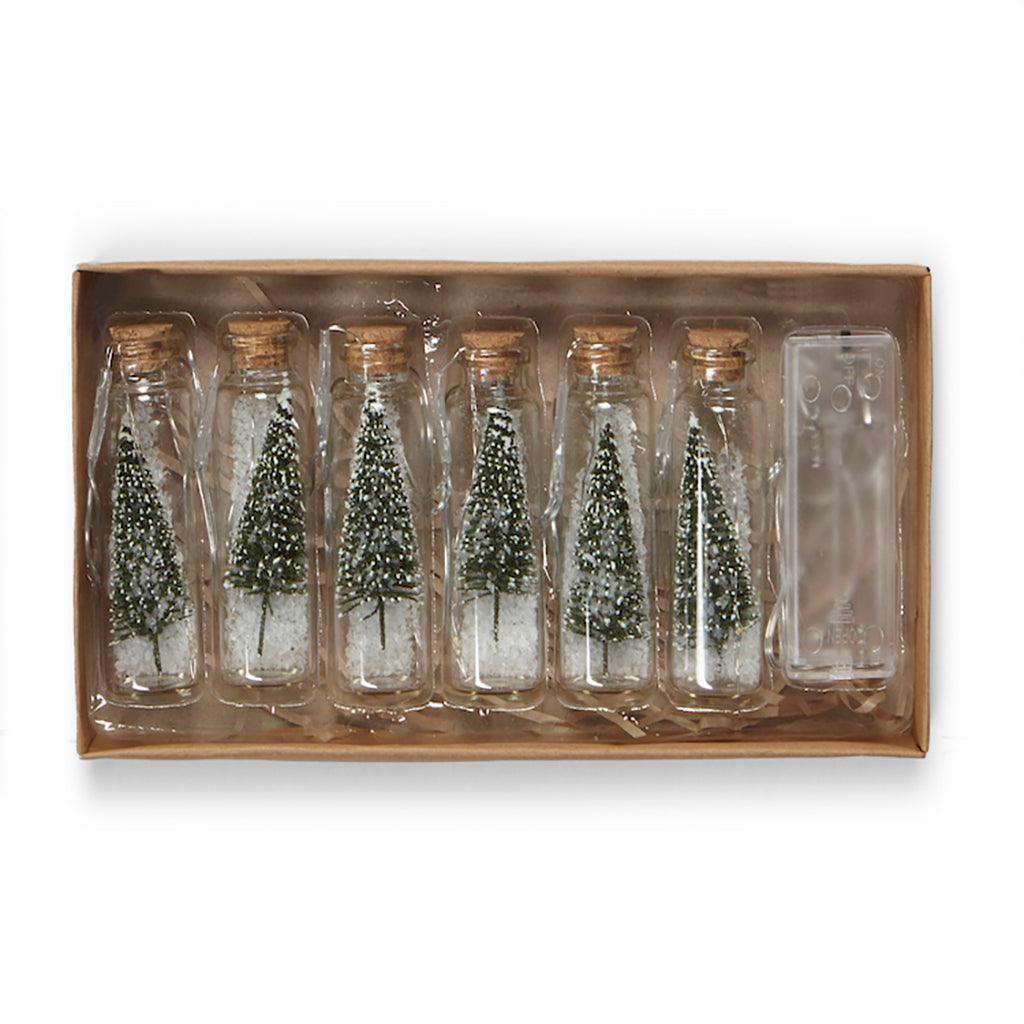 String LED Lights Festive Tree In Glass Jar Green