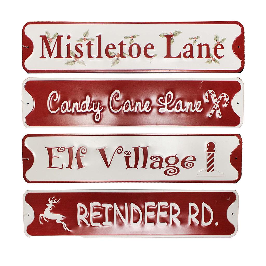 Christmas Sign Red/White Embosses Asst.