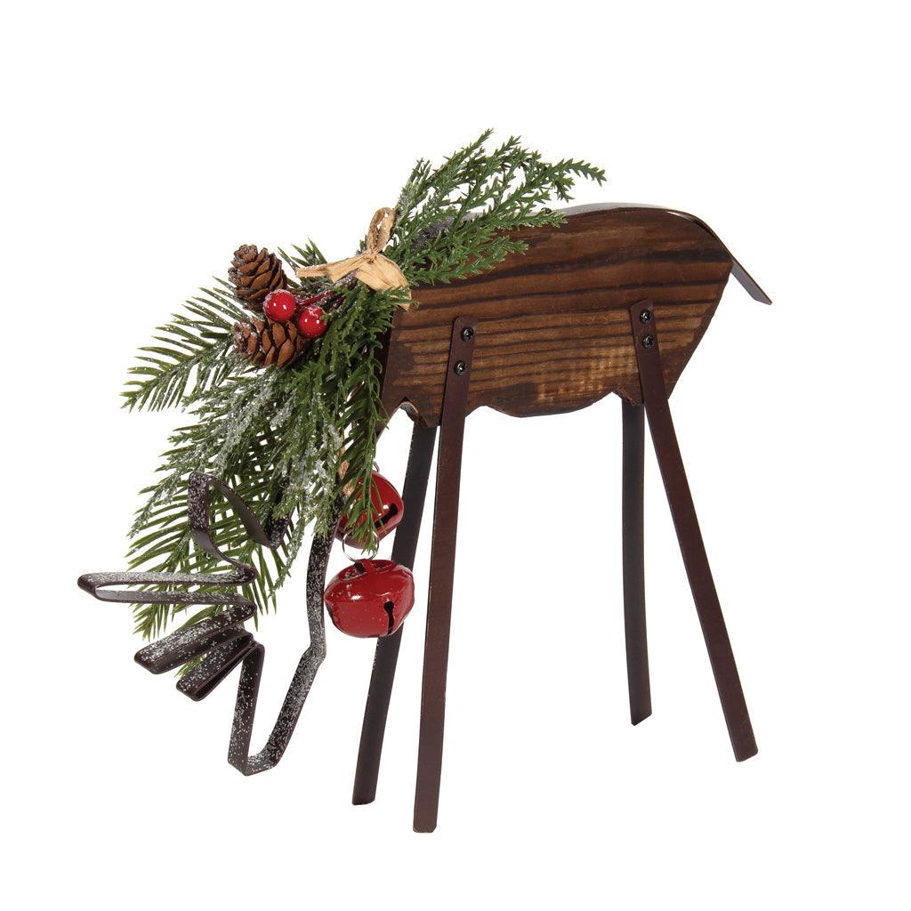 Deer Grazing Wood/Metal 8.25" H