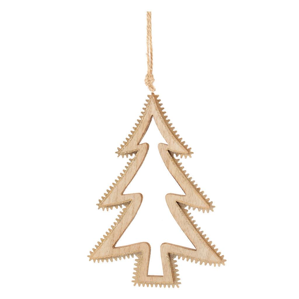 Ornament Tree Wood/Metal Gold 8.25&quot; H