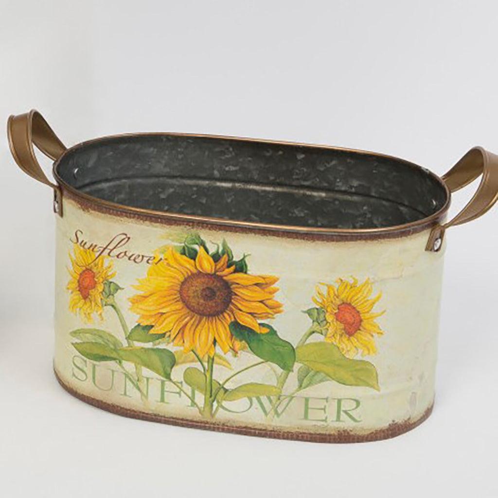 Metal Bucket Sunflower Design Medium