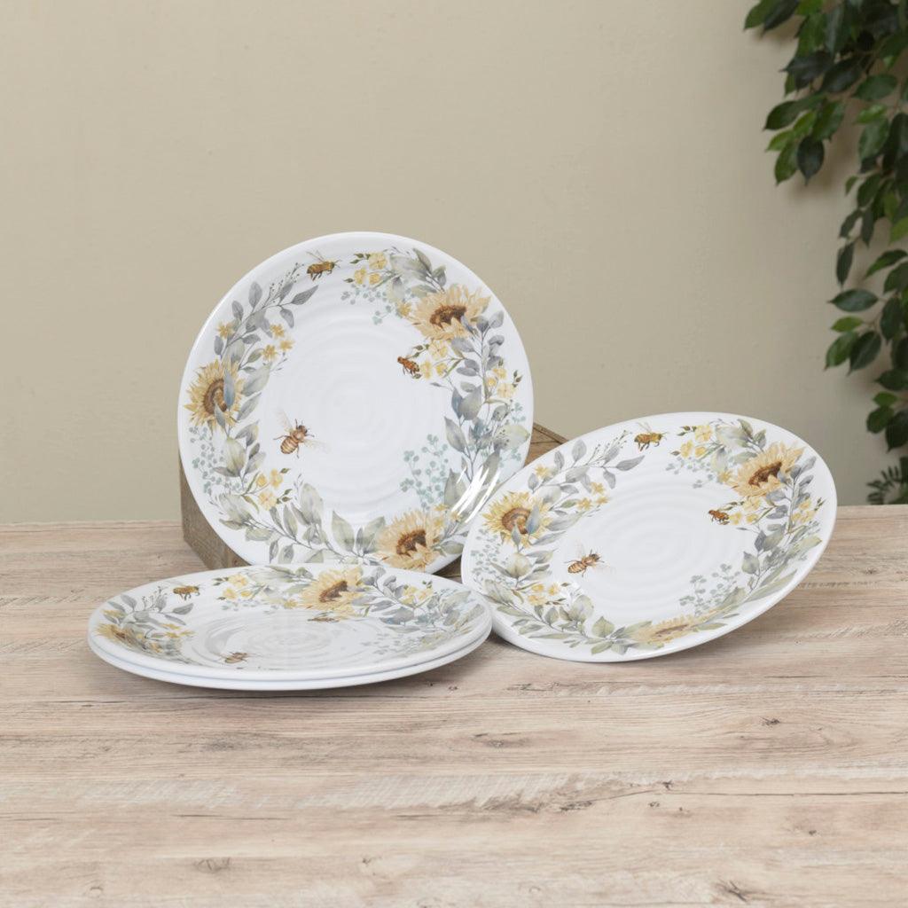 Melamine Plate Bee Design 10.5&quot; Set of 4