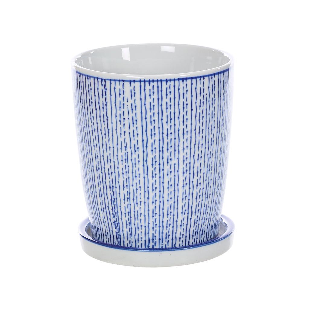 Planter Tall Blue &amp; White 4.75&quot; D x 5.5&quot; H