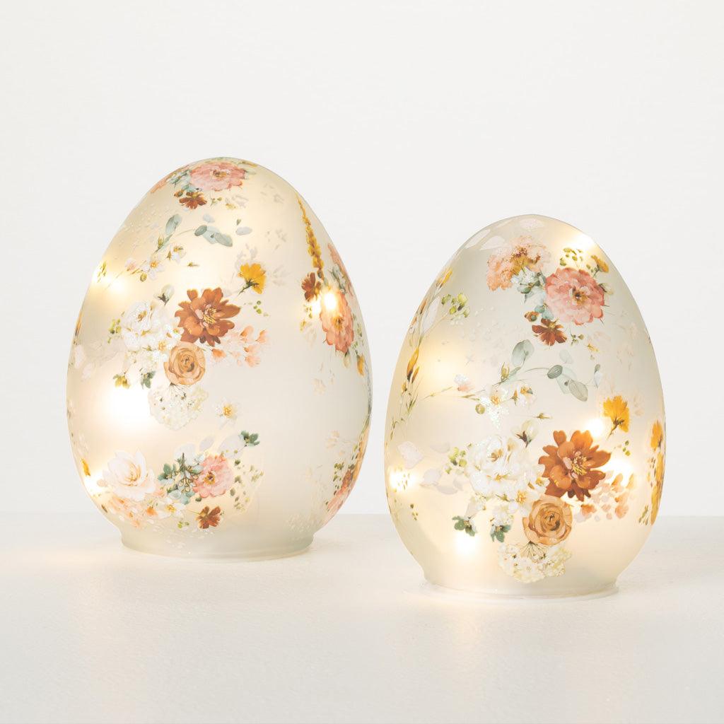 Floral Glass Lighted Eggs