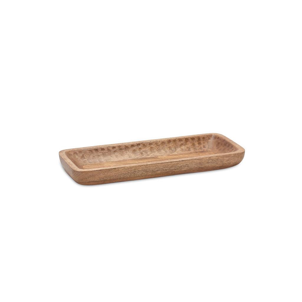 Elevate your home décor and organization with this beautiful mango wooden tray. At 7 x 18 inches in size, this tray is the perfect combination of form and function. Add a touch of warmth and charm to your room while using it to hold small items.