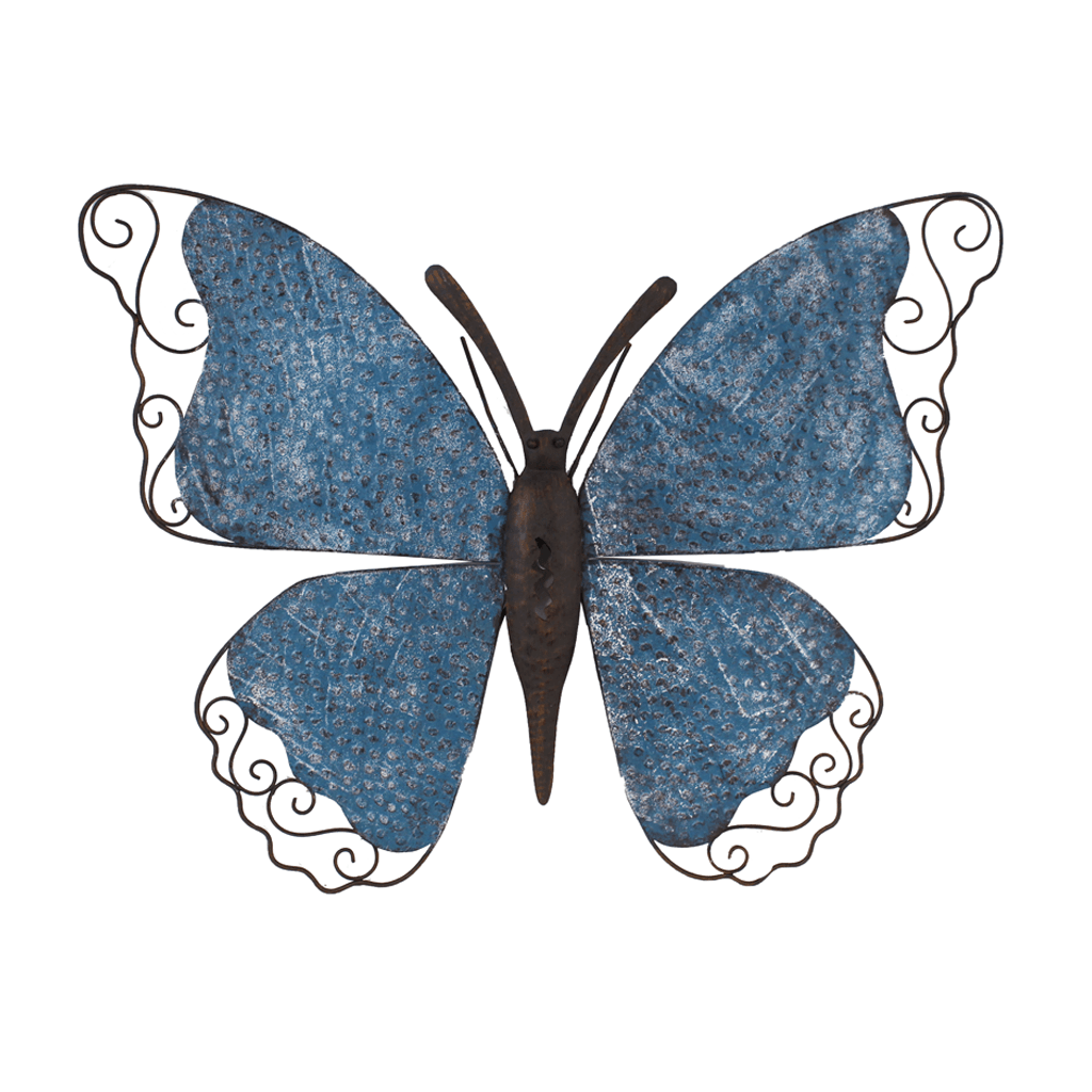 Wall Art Blue Rustic Butterfly