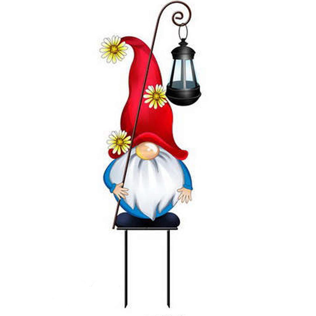 Stake Solar Iron Gnome W/Hanging Lamp