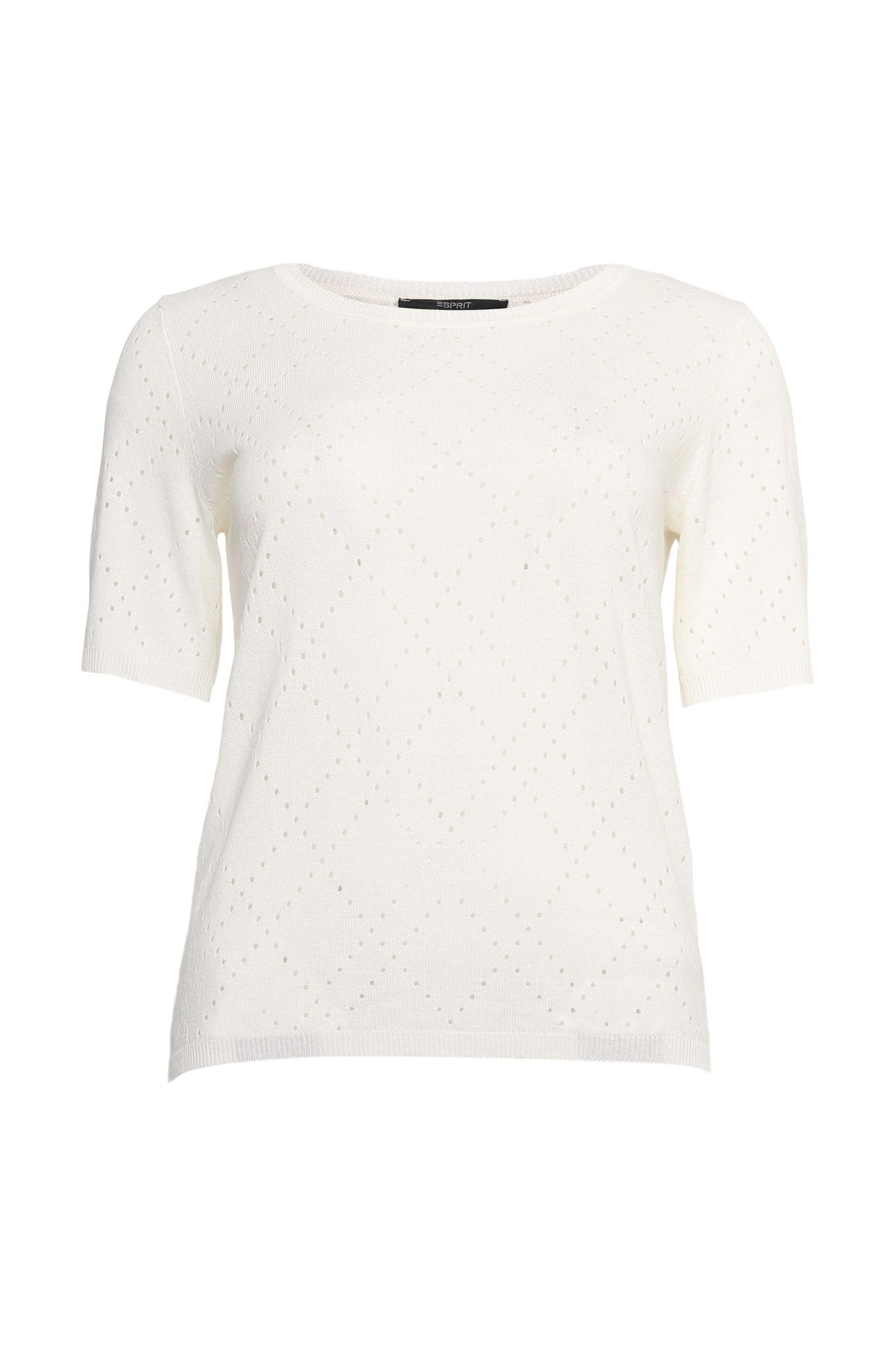 Sweater Pointelle Short Sleeve Off White - Sheridan Nurseries Online