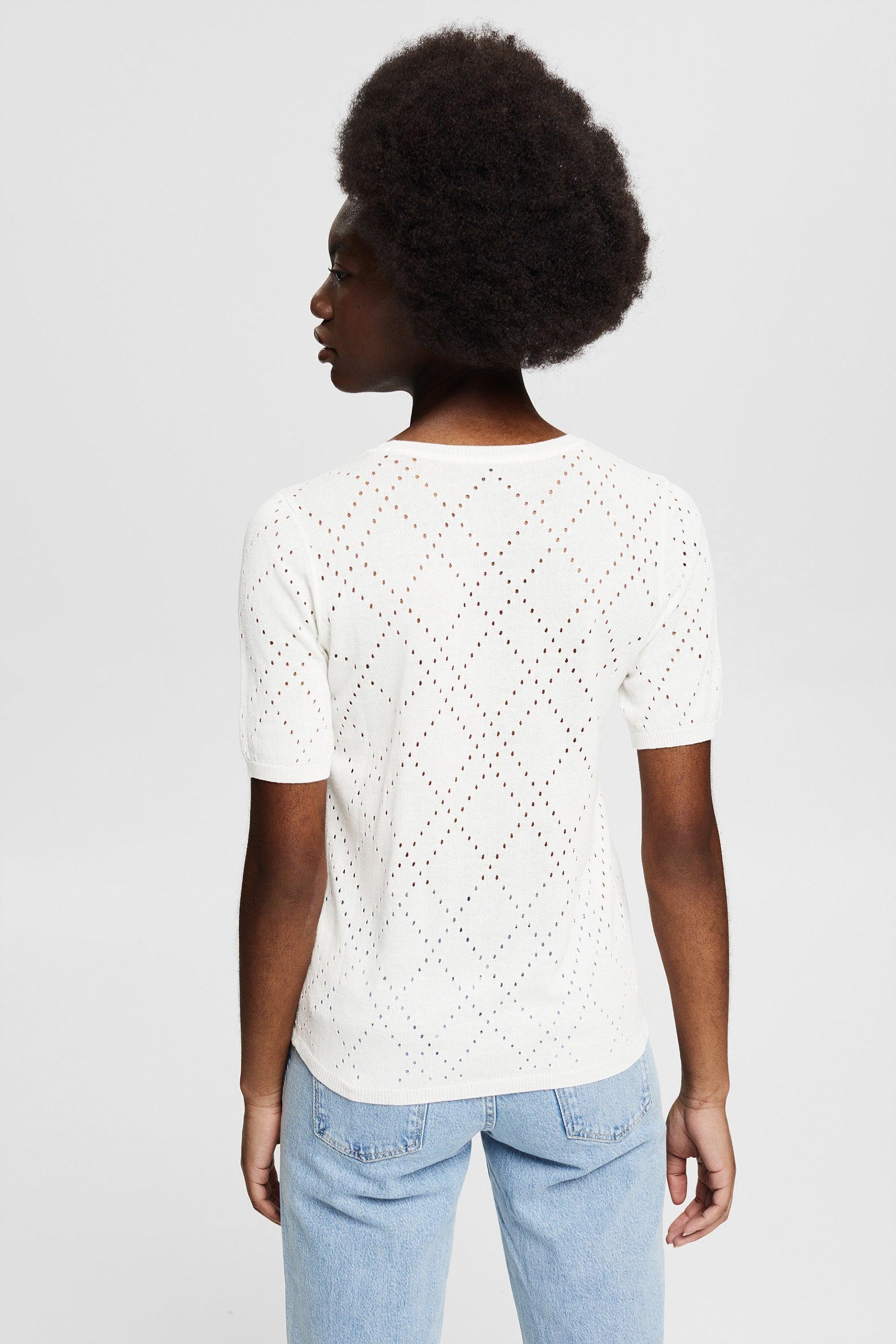 Sweater Pointelle Short Sleeve Off White