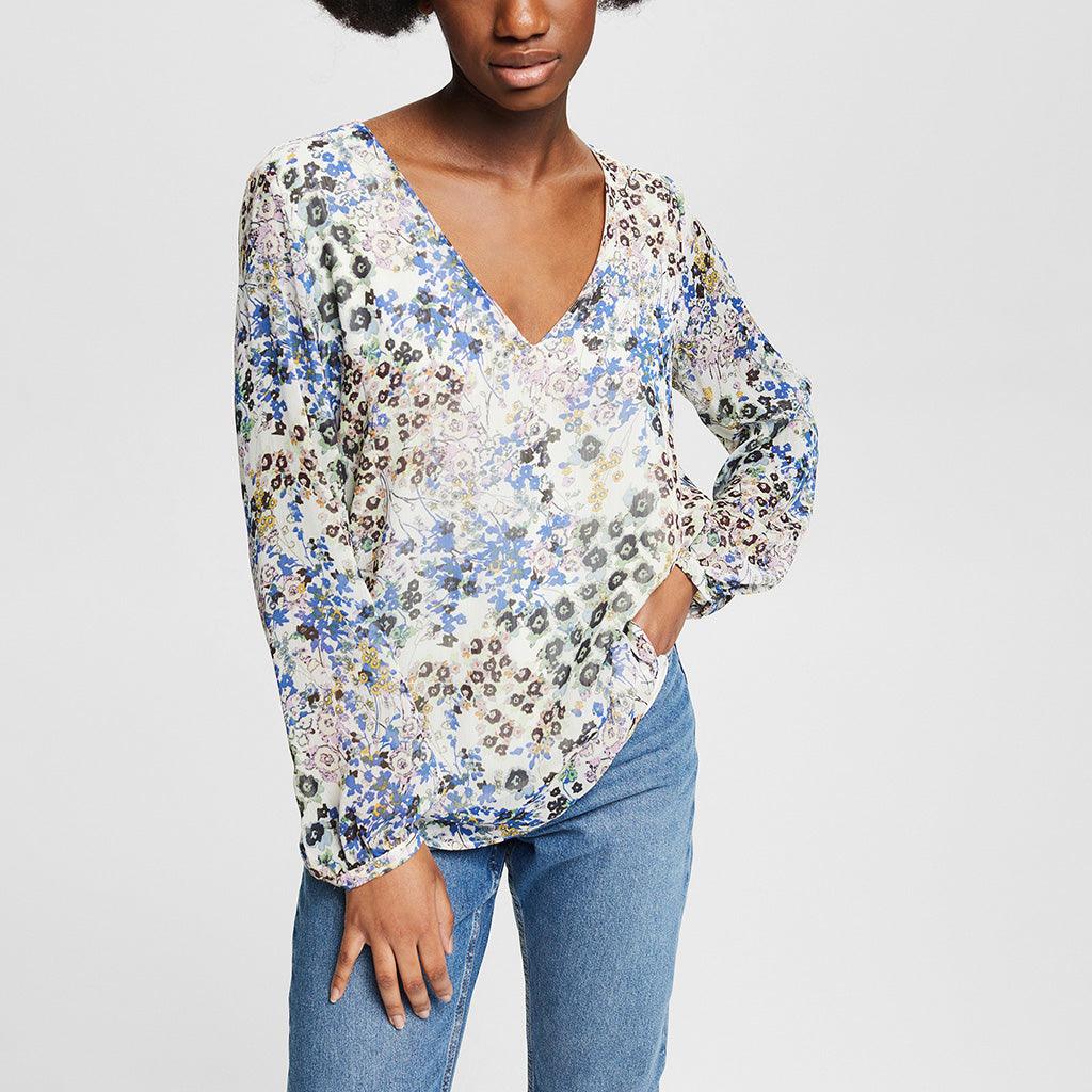 Blouse Loose Fit Printed Light Beige