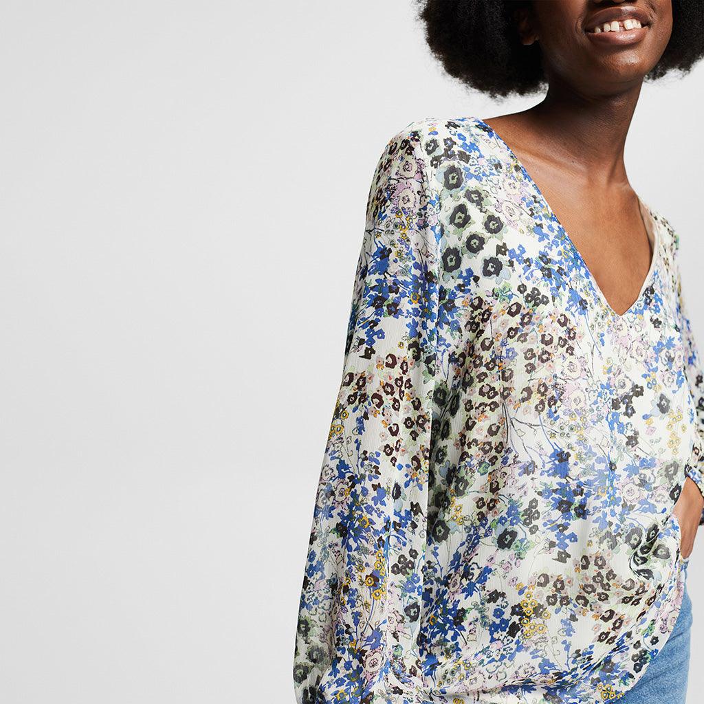 Blouse Loose Fit Printed Light Beige