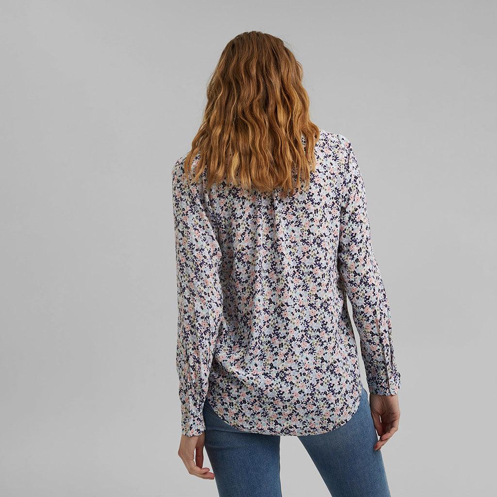 Blouse Printed Crepe Long Sleeve Off White