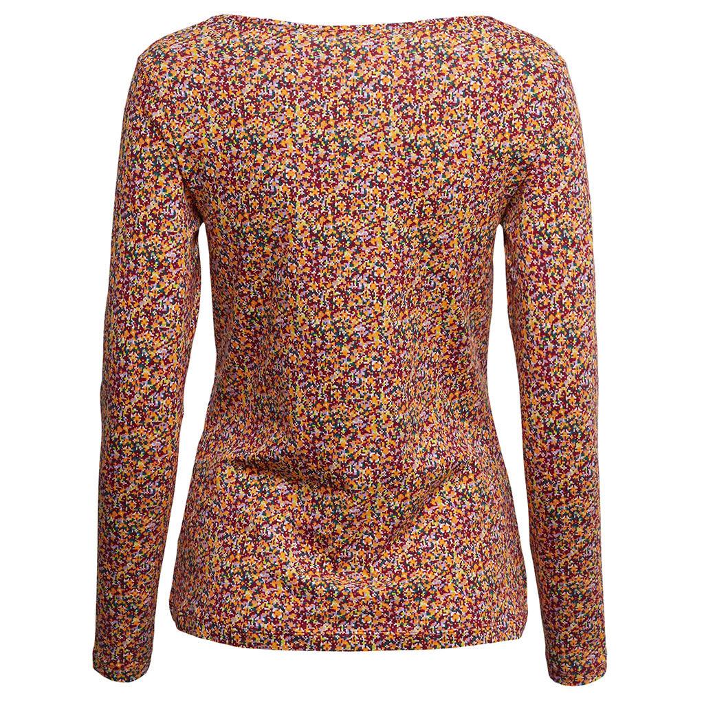 Top Slim Fit V-Neck Long Sleeve Gathered Cherry Red