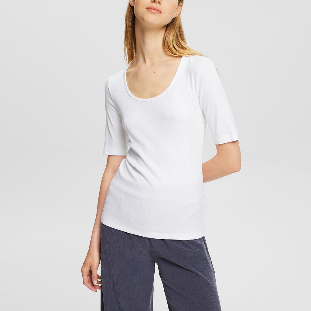 Tee Organic Rib 1/2 Sleeve White