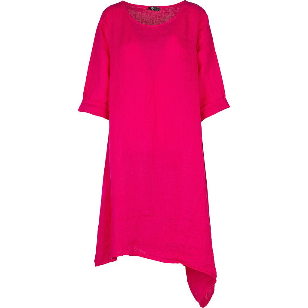 M Italy Dress 3/4 Sleeve Fuchsia