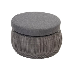 Crafted with resin wicker to last year over year with an aluminum frame and a woven dark grey cushion, the Moroccan Stool/Table is designed to deliver durability in style. Measuring 26.7inX12.2in, this stool features a functional ice bucket to complement your outdoor living. 