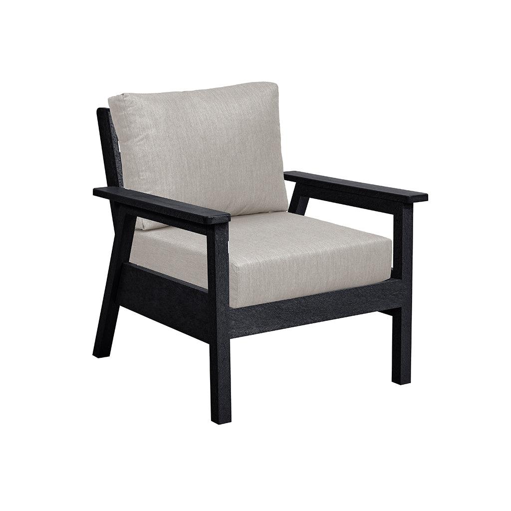 With contemporary flare, this armchair is a classic addition to any outdoor living area. With neutral, woven cushions add simple elegance and easily relax in extremely comfort. Measures 33in D x 31in W x 33in H.