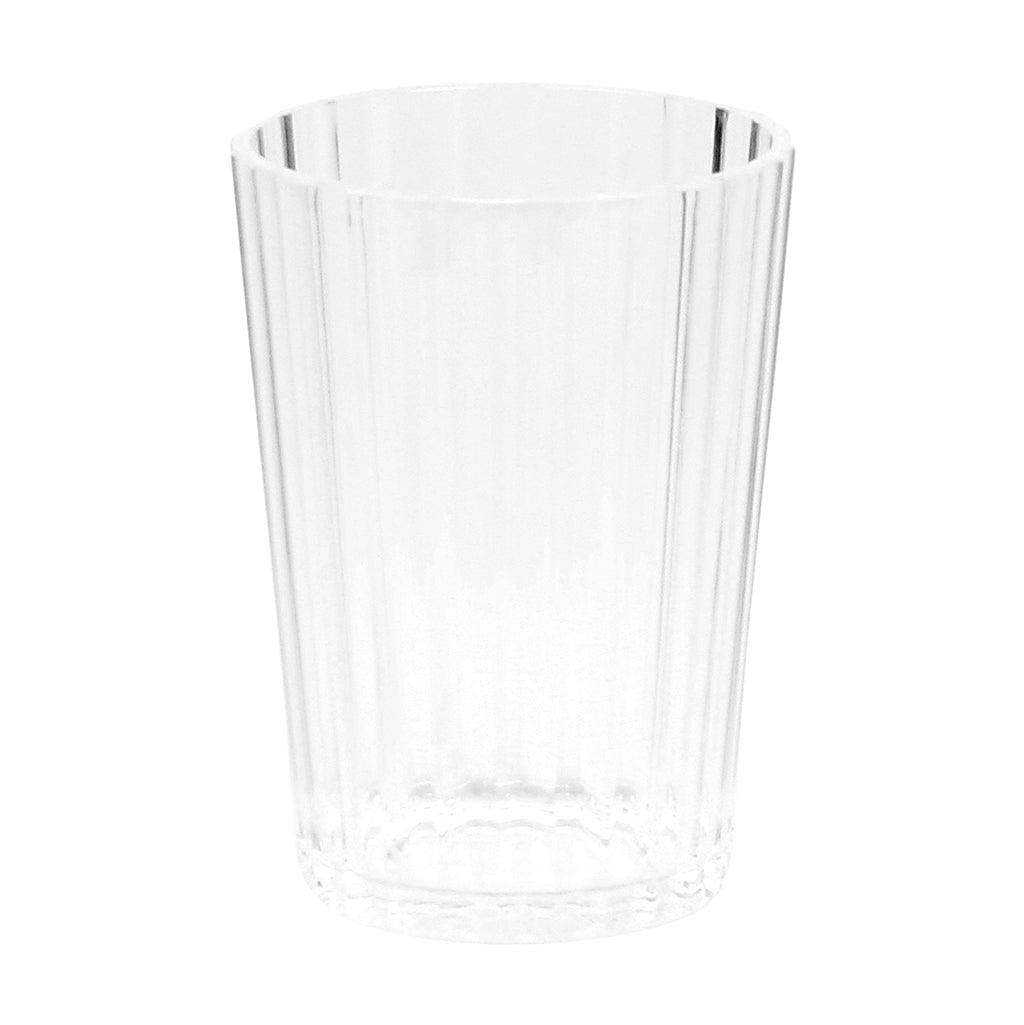 This acrylic tumbler displays clean ribbed details while being suited for both the indoors and outdoors. With a sleek shape and modern feel, this glass is the perfect addition to any tableware collection.
