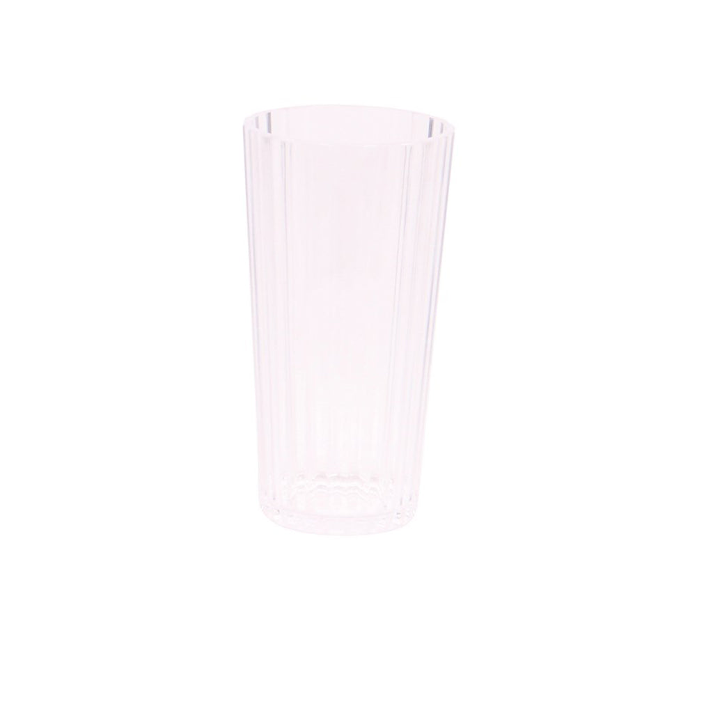 This acrylic tumbler displays clean ribbed details while being suited for both the indoors and outdoors. With a sleek shape and modern feel, this glass is the perfect addition to any tableware collection.