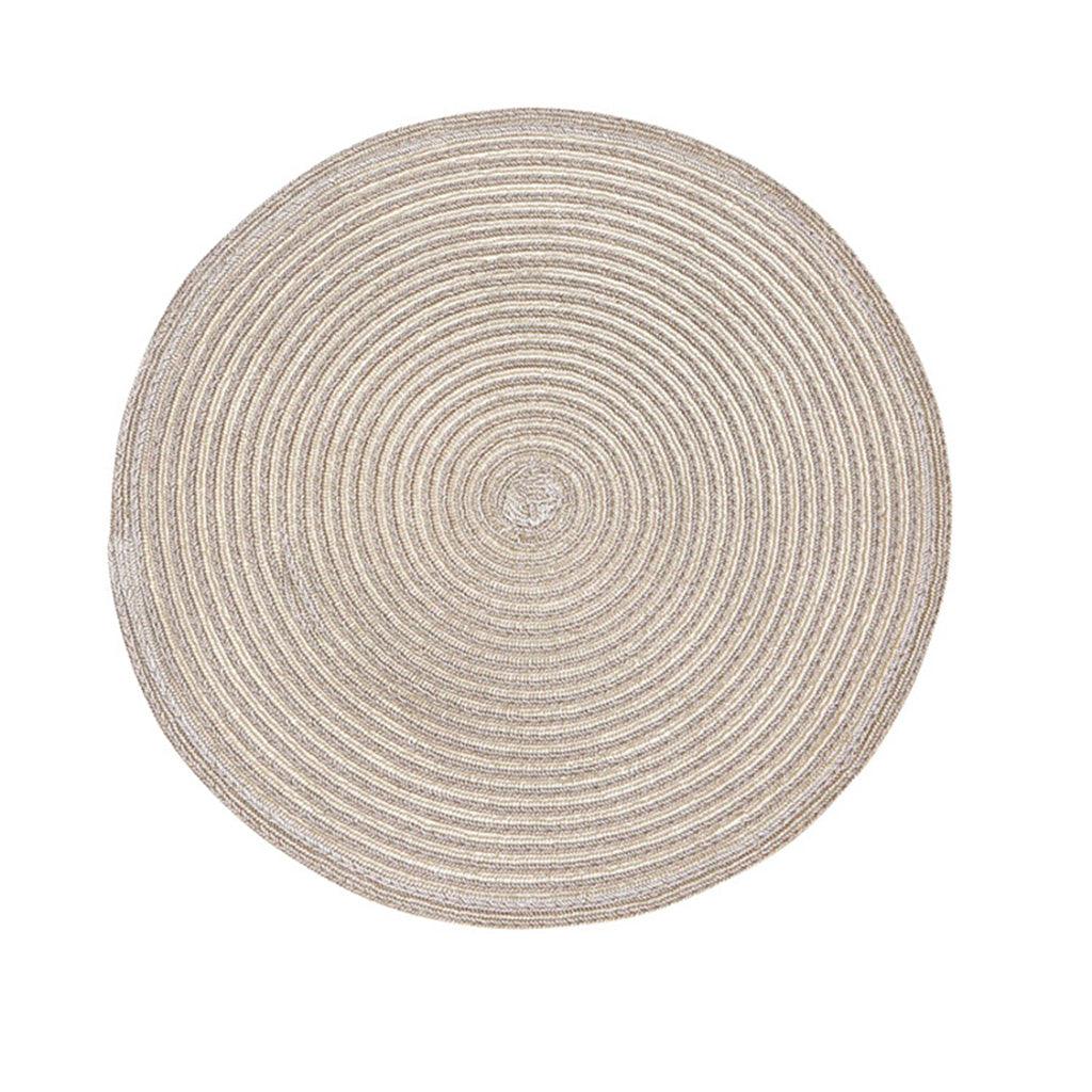 This round vinyl placement features a stylish woven pattern that can be used both indoors and outdoors. To wash simply wipe clean. 