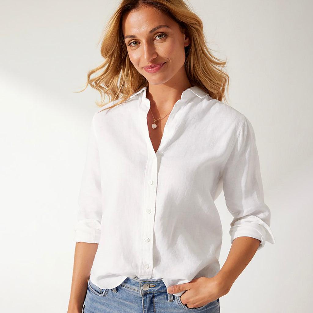 Coastalina Long Sleeve Linen Shirt White