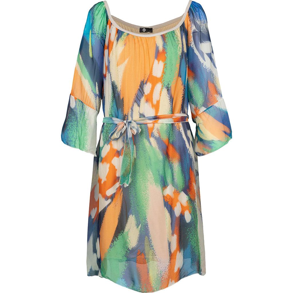 M Made in Italy Dress 3/4 Sleeve Blue Combo
