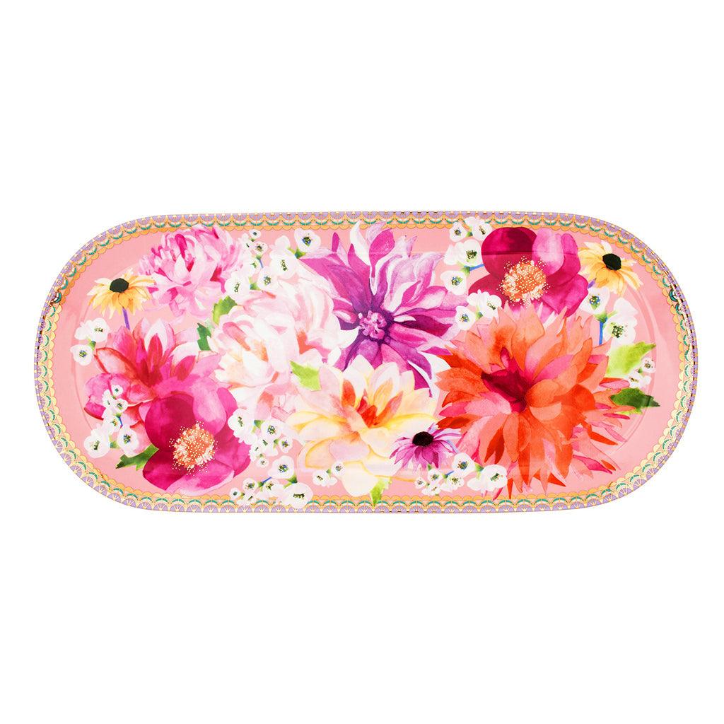 Welcome summer into your home with this lovely Pink Dahlia Platter. Not only will it elevate your serving game with its intricate design and stunning pink hues, but it will also bring a pop of color to any table setting.