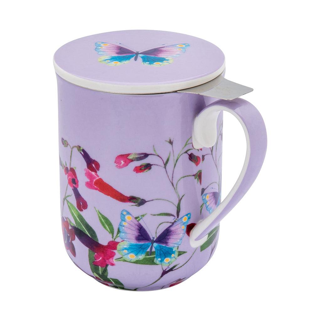 Make your tea time peaceful and enjoyable with this beautiful purple mug featuring a vibrant spring print and delicate butterfly accents.