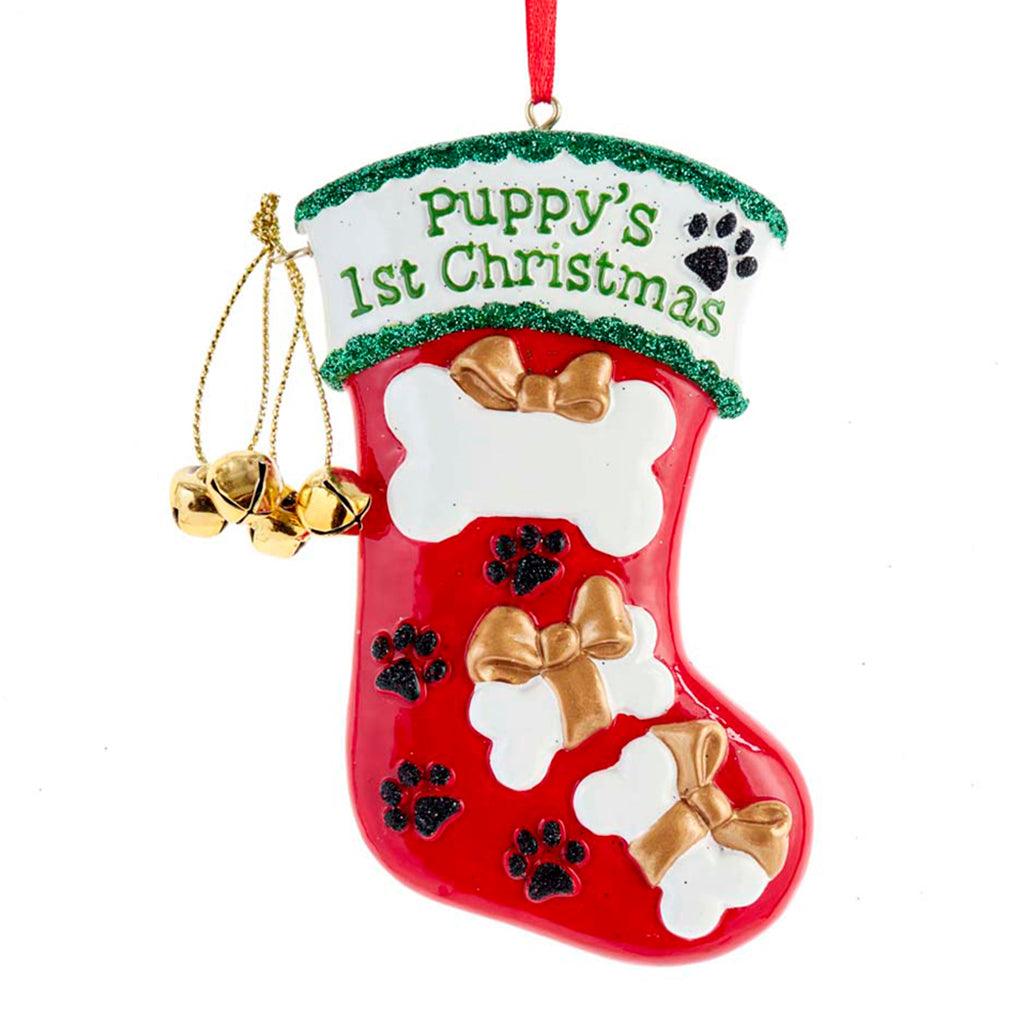 Puppy&#39;s First Christmas Stocking Ornament 4.375in