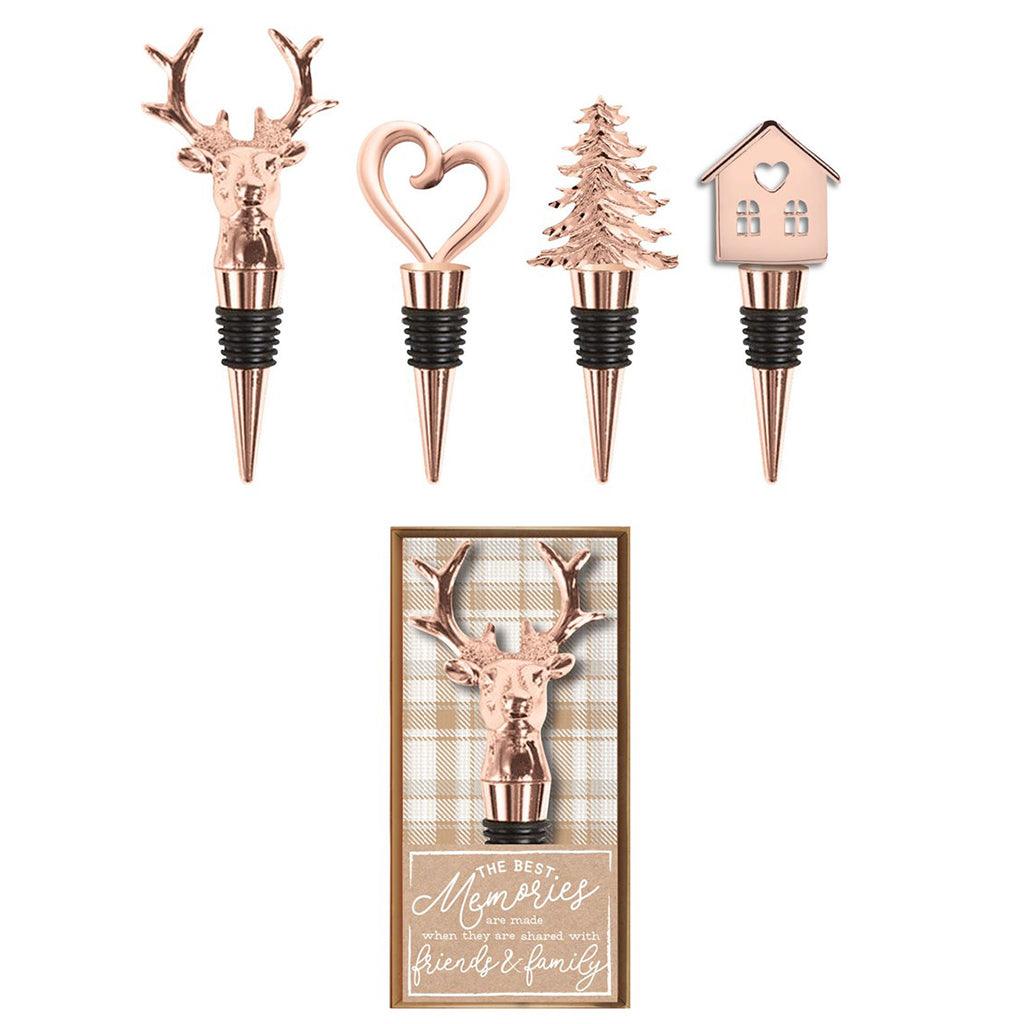 Metal Christmas Bottle Stopper W/Gift Box - 4 assorted styles