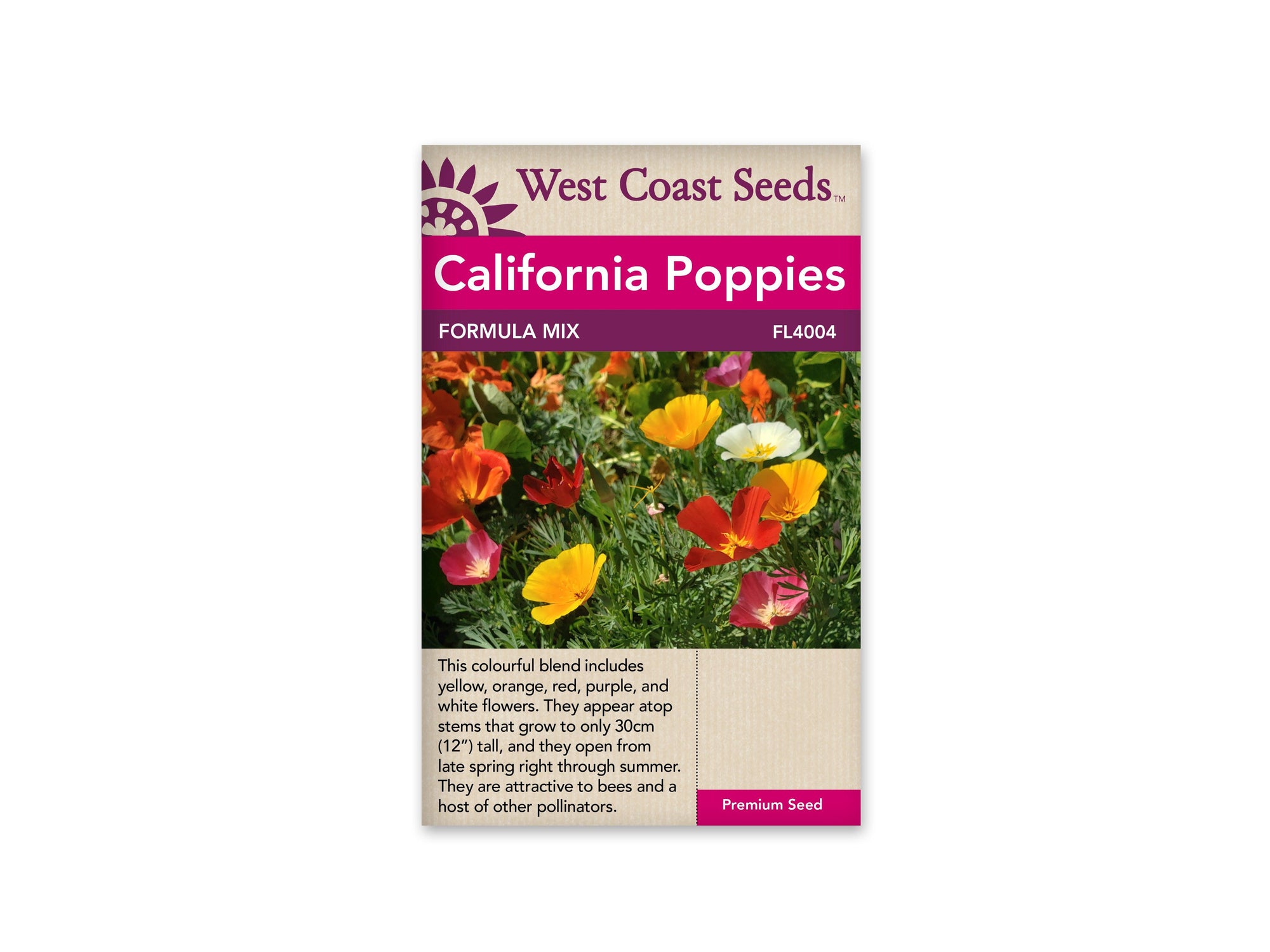 Bring a colorful touch to your outdoor space with California Poppys Formula Mix! This mix of poppies grows up to 30cm and blooms all summer long, creating a delightful display of striking colors. Enjoy their beauty without worrying about deer or drought, as they are both deer-resistant and drought-tolerant. Let these poppies grace your garden with their vibrant and captivating colors.