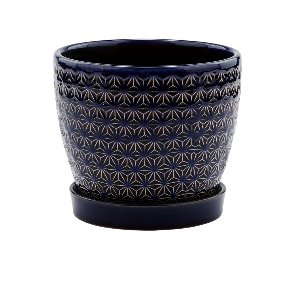 Create a stylish home for your plants with this Cobalt Prism Pot and Saucer. 