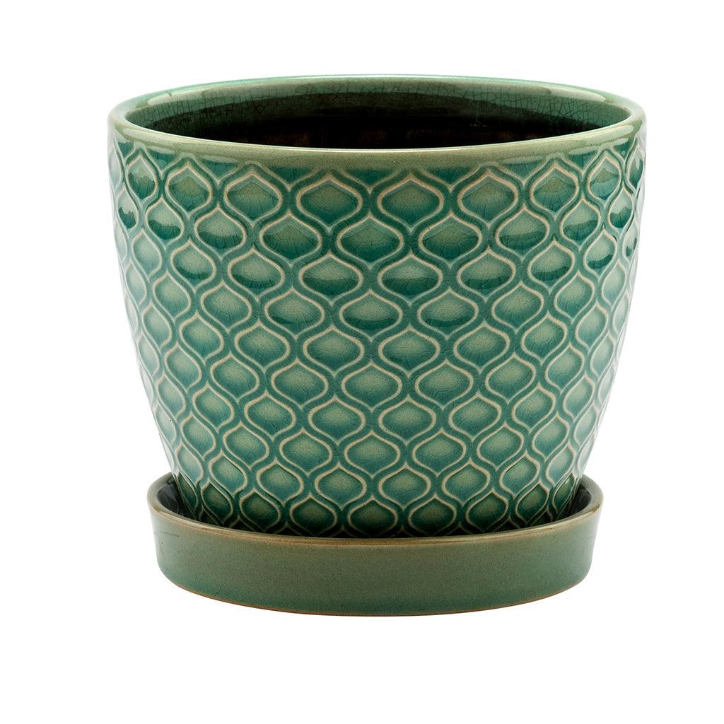 Aqua Lattice Planter with Saucer
