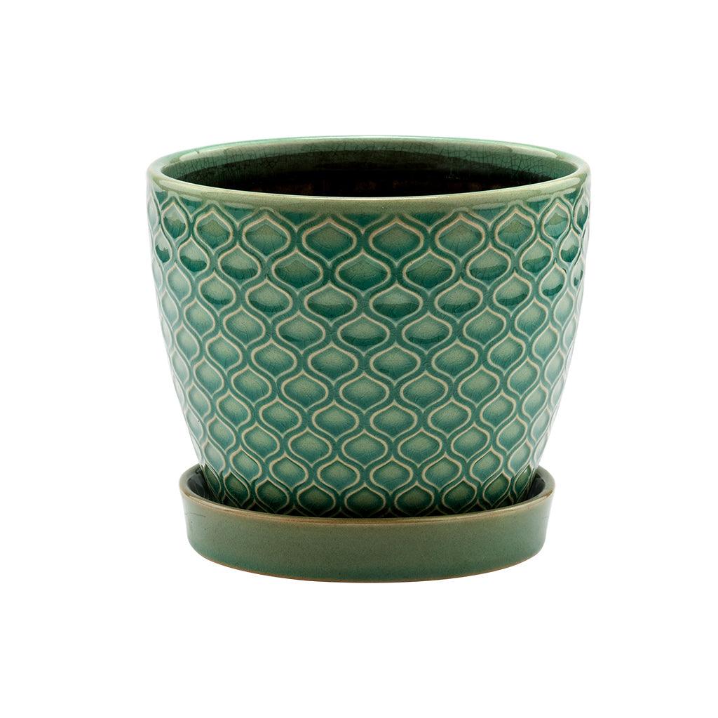 Aqua Lattice Planter with Saucer