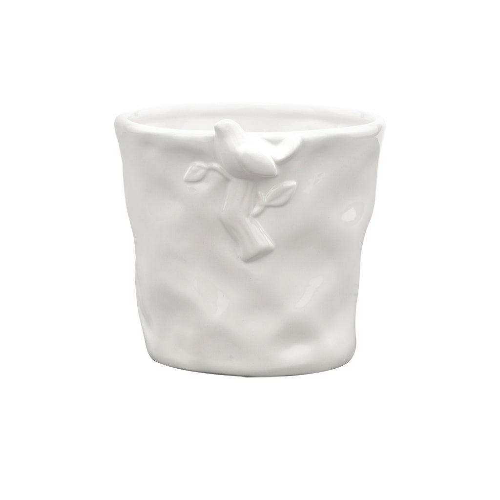 White Pot with Bird