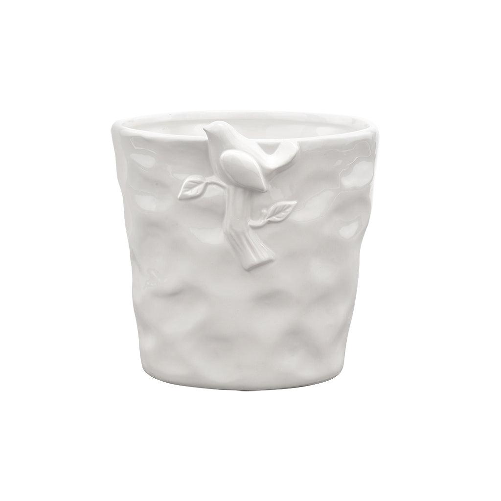 White Pot with Bird