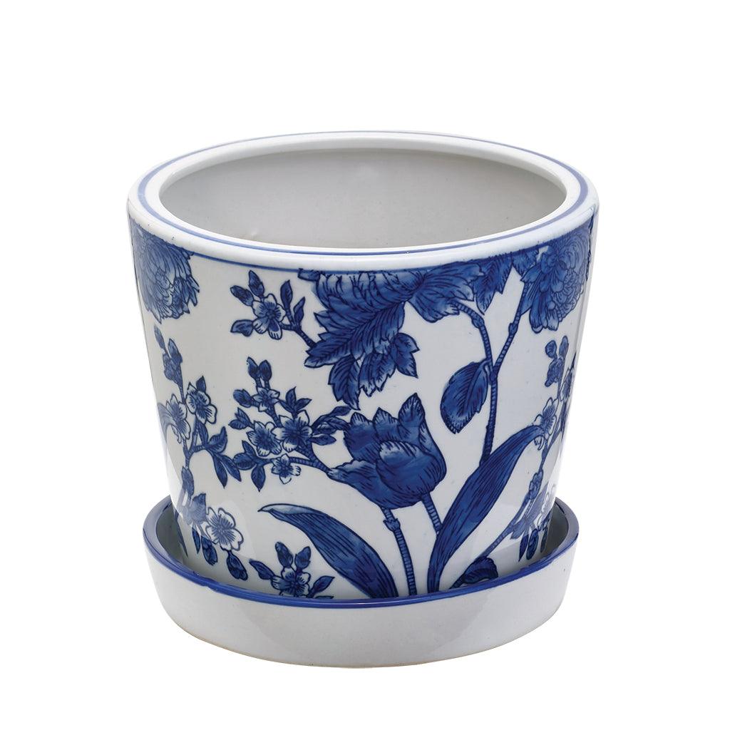 Large Blue &amp; White Porcelain Planter 2 ast 6x6x6in