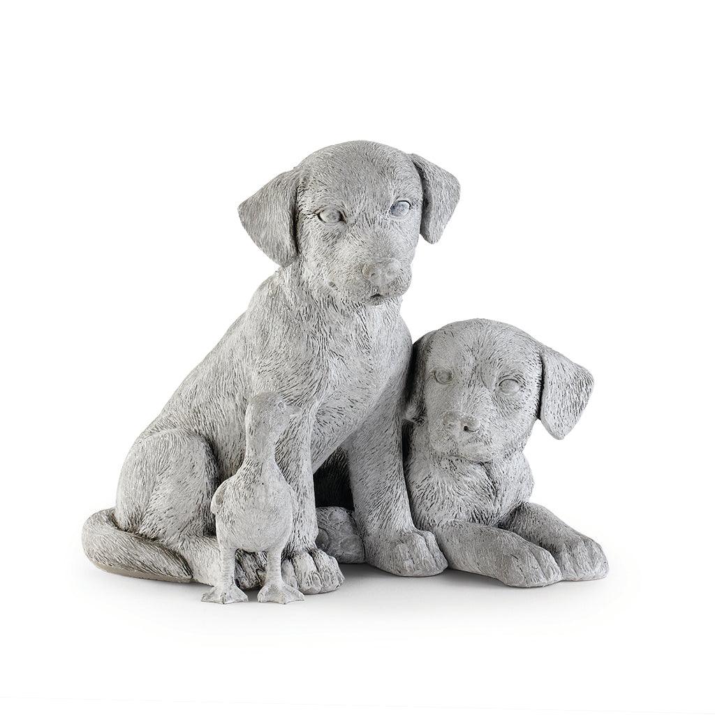 This Dogs with Duck Statue adds a playful touch to any outdoor space. At 9.25in x 9.25in, this resin statue is the perfect size to bring some charm to your yard without being overpowering. Give your garden a unique personality with this adorable addition.
