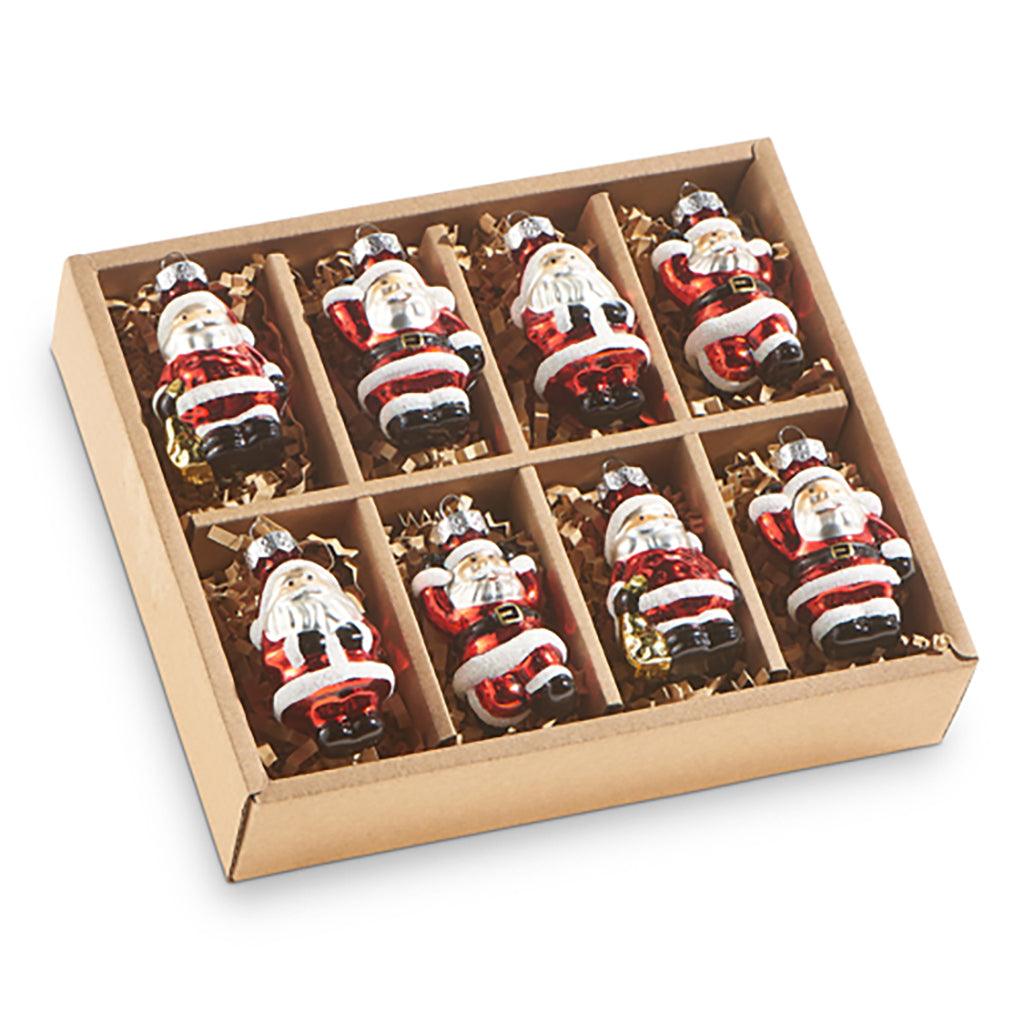 Mini Santa Ornaments Box Of 8 2in