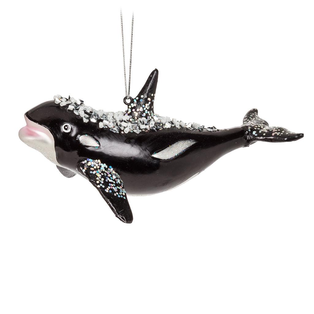 Swimming Orca Ornament 6in