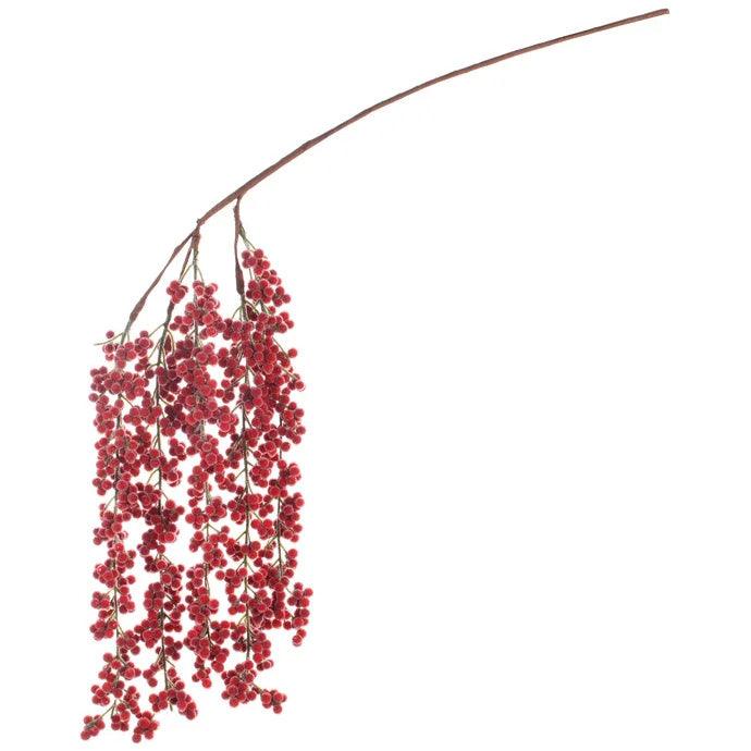 Red Iced Hanging Berry Spray 37in