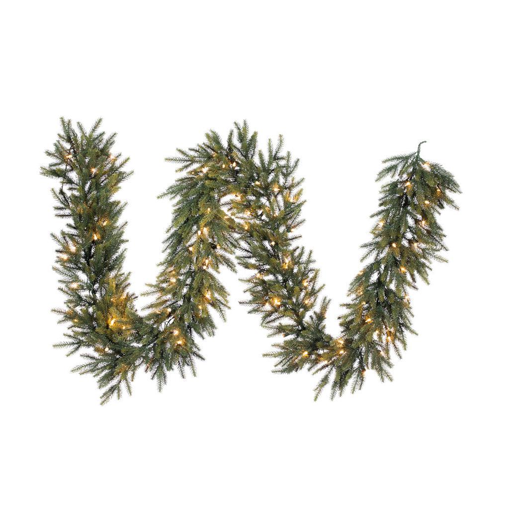 Catskill Pine All PE Garland 9ft x 14in- 100 Staylit Clear