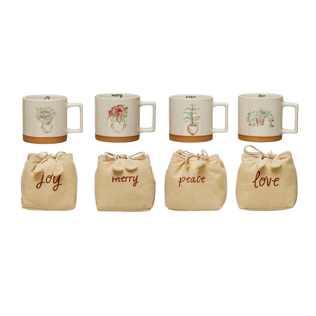 Stoneware Mug With Plant Print 16oz Assorted