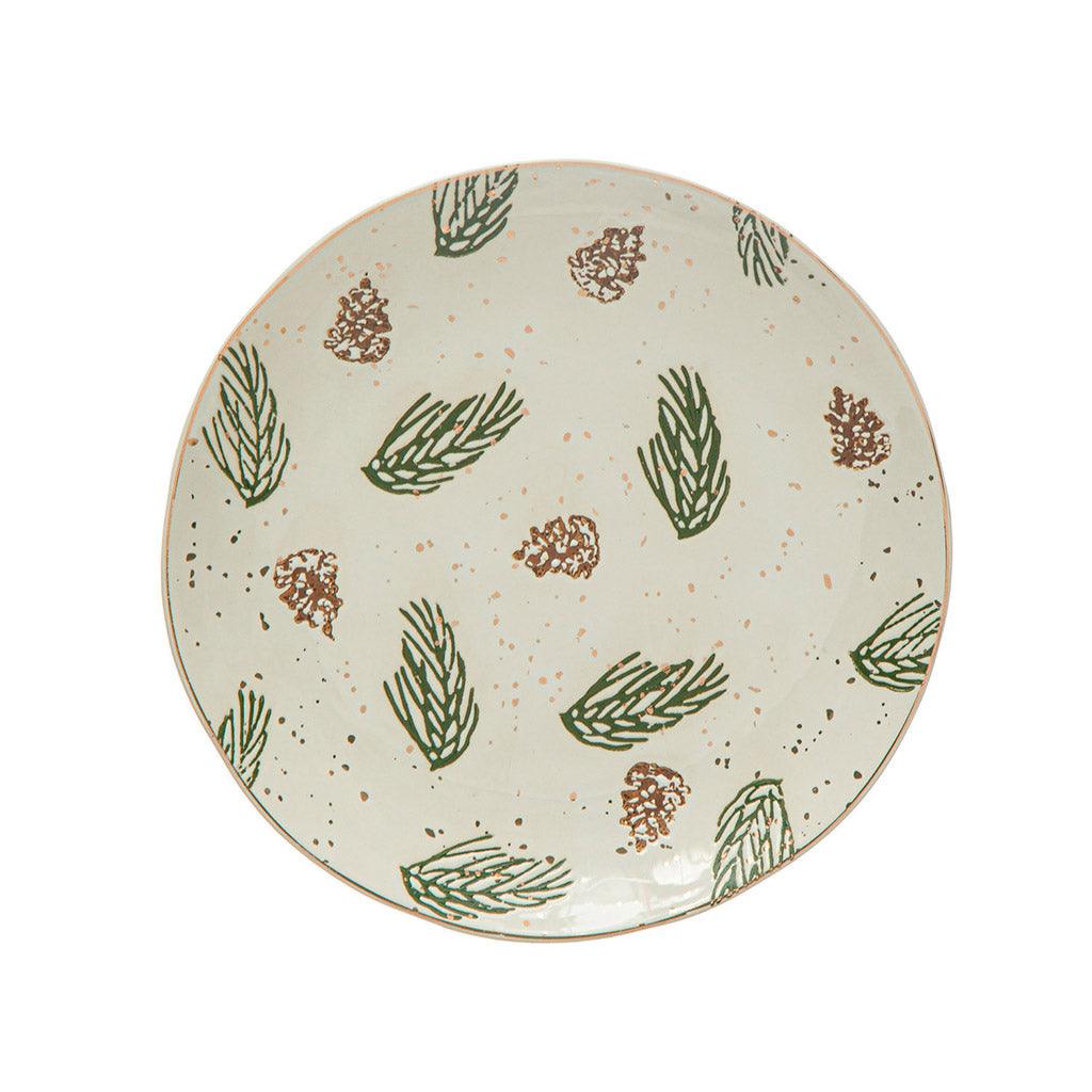 Pinecone Stoneware Plate 8in