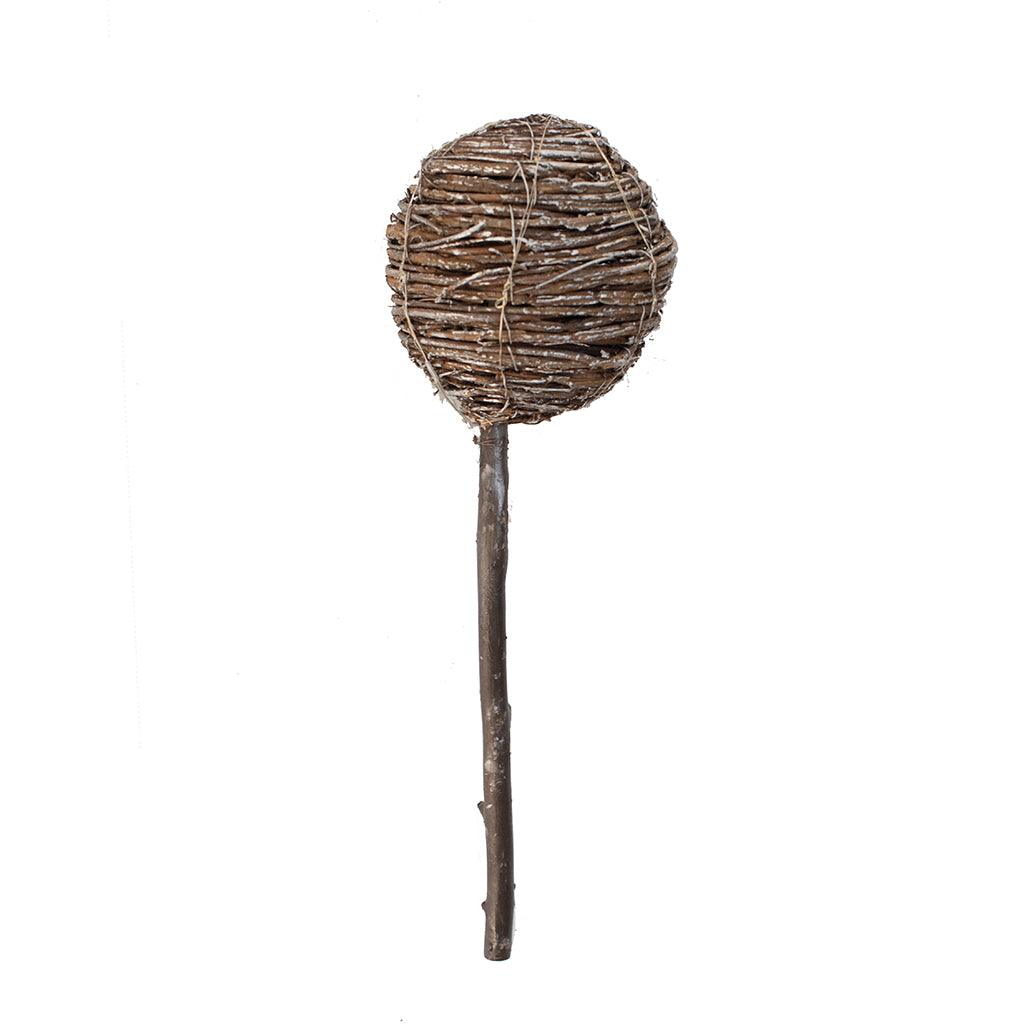 Twig Rattan Ball On Stick W/Lights 6x19in