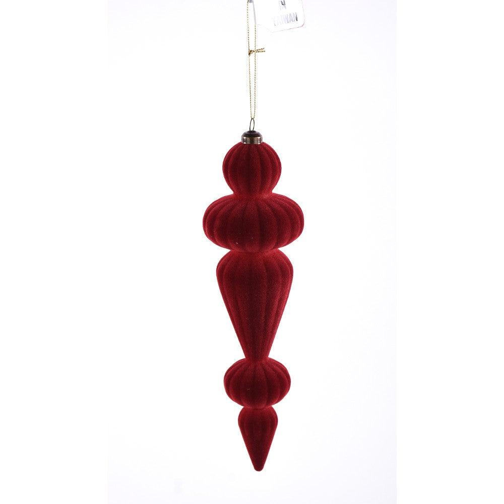 Velvet Finial Ornament 9.75in Burgundy