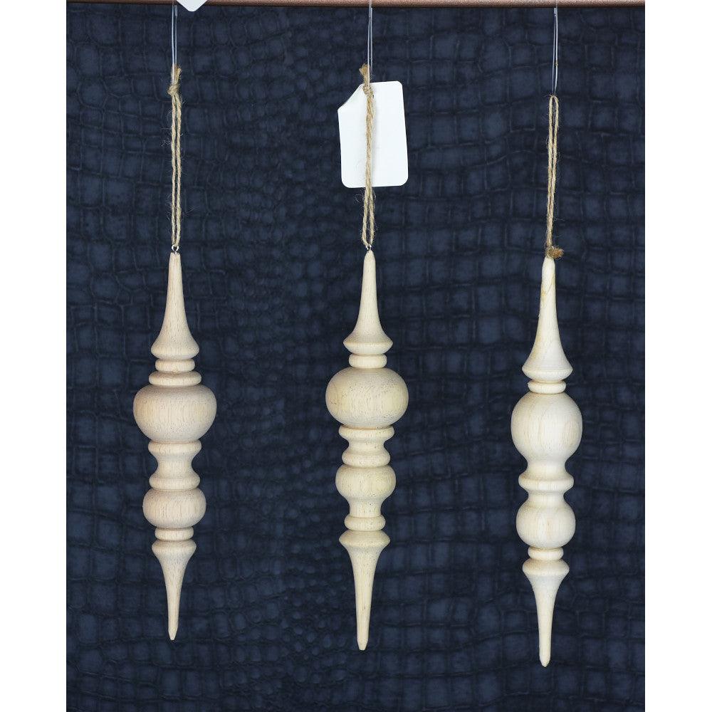 Wood Finial Ornament 7.75in Assorted