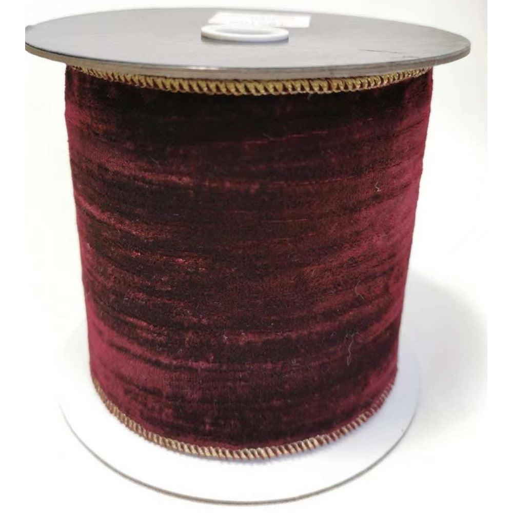 Velvet Ribbon 4inx5yd Burgundy Platinum