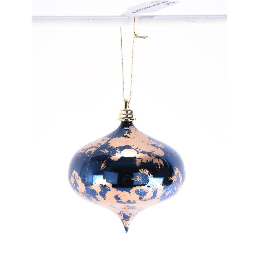 Onion Ornament 4in Blue Gold