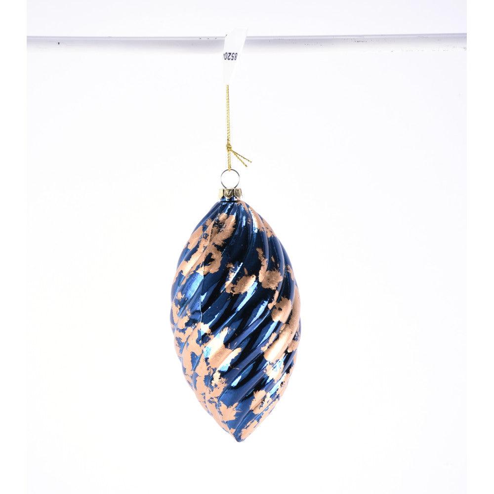 Drop Ornament 6in Blue Gold